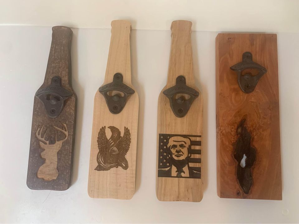 Hardwood Engraved Bottle Openers.